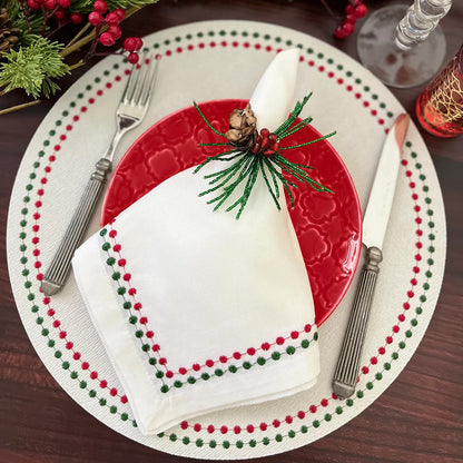 Pearls Napkin 21" - Red Green