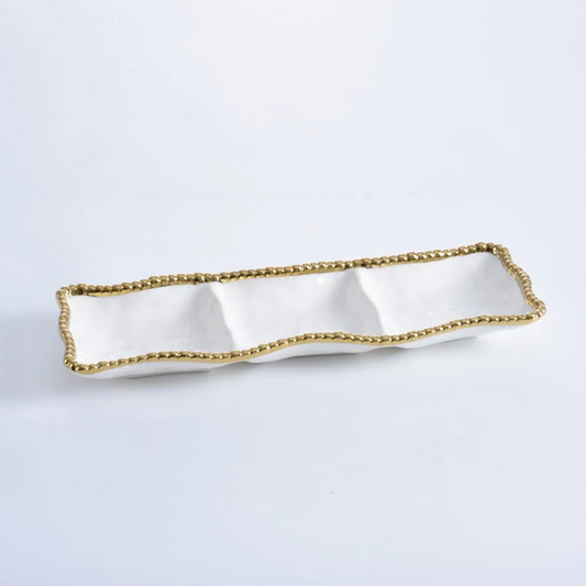 PPB Golden Salerno - Shallow 3-Section Serving Piece (2426WG)