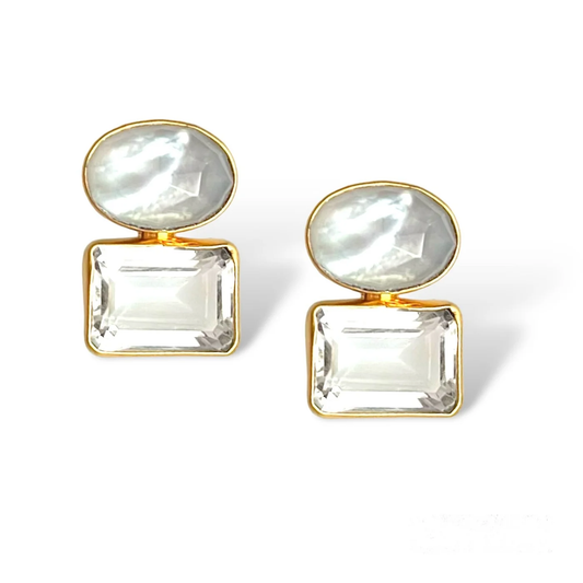 DMD E Mother of Pearl & Topaz Earrings