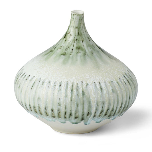 UTM Ceramic Sage Striped Frond Bottle Petite