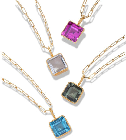 DMD N Mini Charm Necklace - Blue Topaz