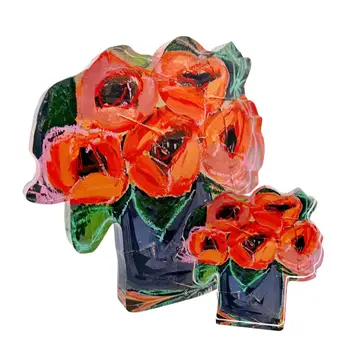 LDN Red Floral Acrylic Bloom Block Large