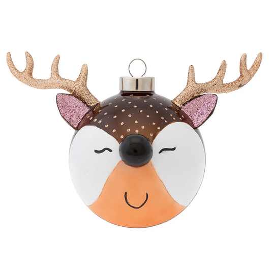 K&A Happy Reindeer Round Ornament