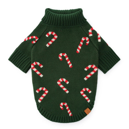 Pet Sweater - Candy Cane Green Knit -