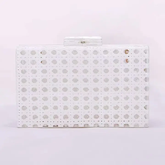 Clear Box Clutch - White Cane