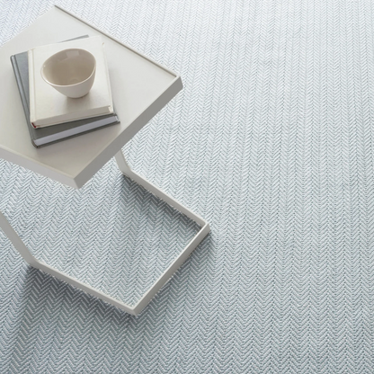 Herringbone Handwoven Indoor/Outdoor Rug - Light Blue & Ivory 2x3