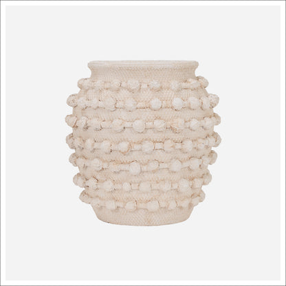Gavino Short Beige Round Ceramic Table Vase 8"