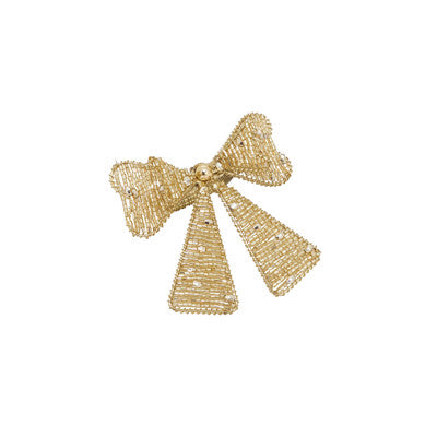 SRO Beaded Bow Napkin Ring - Gold - 3" X 3" X 2"