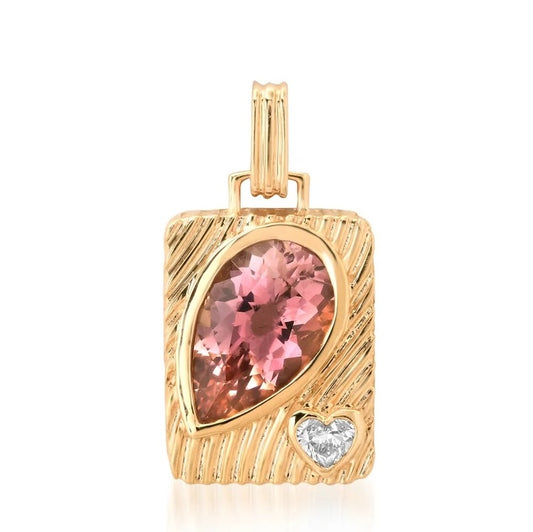HRJ C Ripple Pear Pink Tourmaline Charm - 2.22tcw - 14KYG