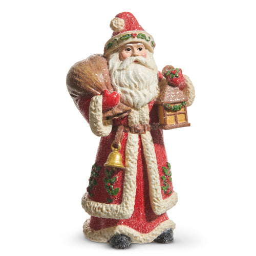 RZI Holly & Pine Santa with Lantern 9"