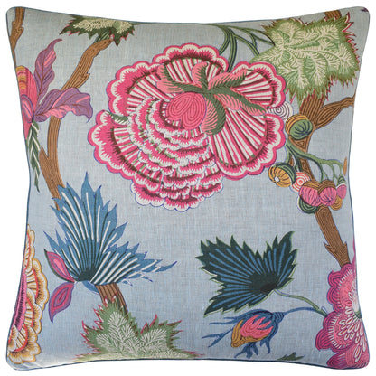 Indienne Jacobean Pillow - Raspberry & Teal - 22x22