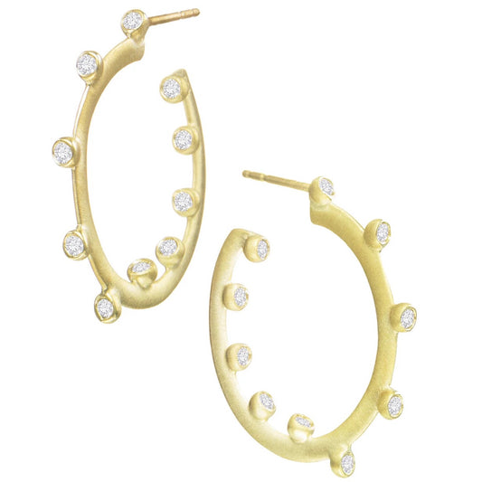 SLJ Earring - Hoopla Lrg Rnd 18ktYG .75ct dia