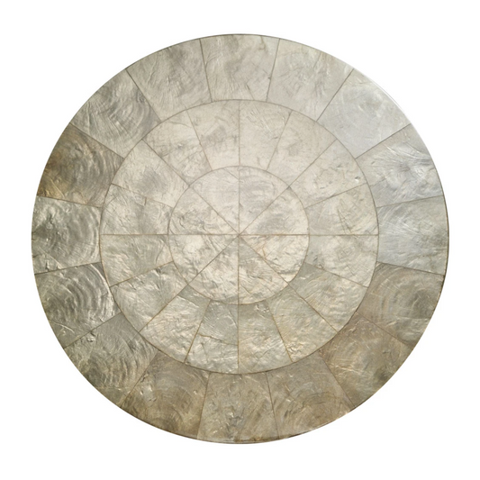 KSB Round Capiz Shell Placemat - Gray 15"