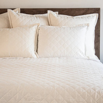 ANG Linen Quilted Sham - Almost White - King 36x20