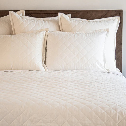 ANG Linen Quilted Sham - Almost White - King 36x20