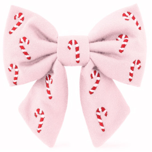 TFD Blush Pink Candy Canes Lady Pet Bow -