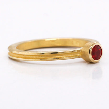 Grooved Stack Ring with Round Ruby