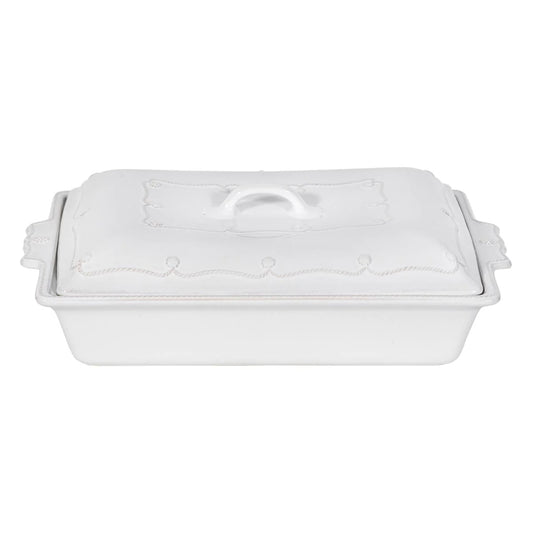 JLK Berry and Thread - Whitewash - Lidded Rectangle Baker 13"