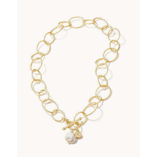 SPT N Oval Toggle Chain & Pearl Necklace (charm incl) 18"