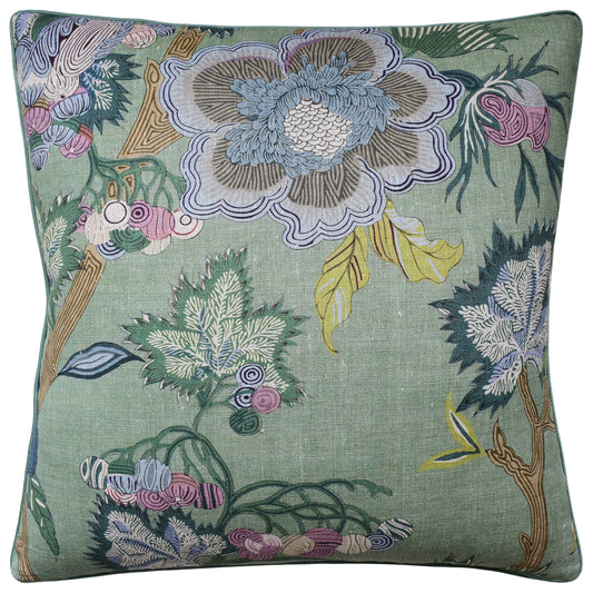 Indienne Pillow - Jacobean Green - 22 X 22