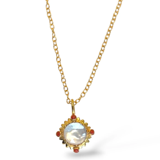 DMD N Petite Sunflower Necklace - Coral - 18"