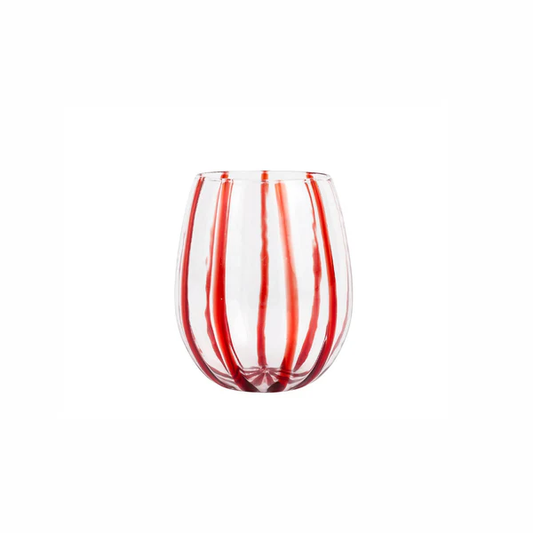 VTR Nuovo - Stripe Stemless Wine Glass - Red