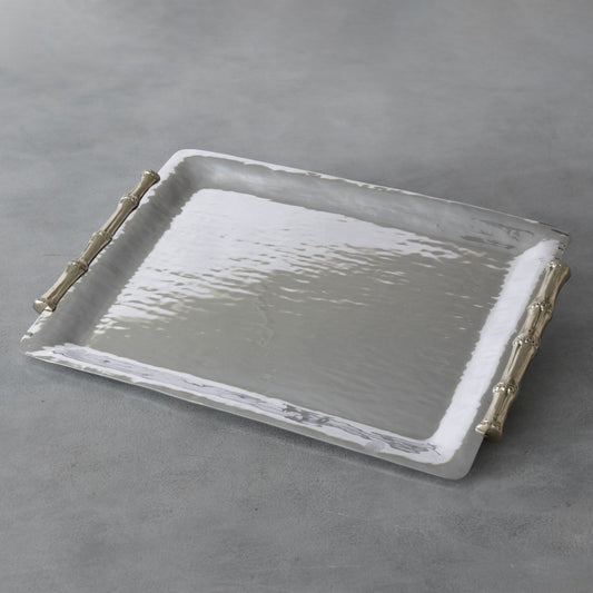 Garden Bamboo - Large Tray with Handles - Gunmetal & Gold