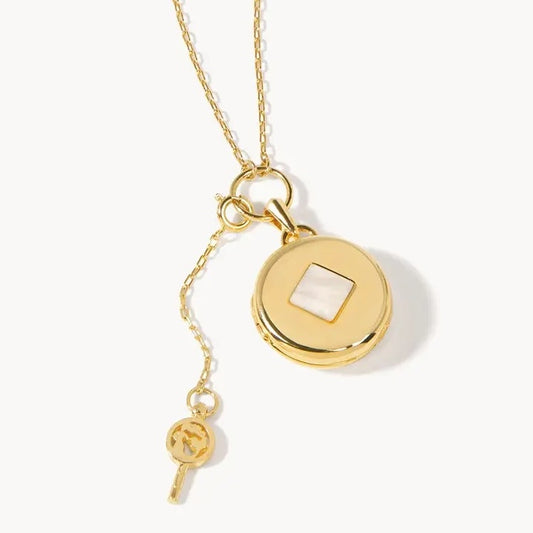 Round Locket Slide Necklace - Pearlescent Diamond