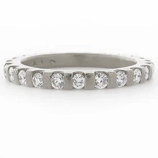 Platinum Stacking Gear Ring with Diamonds