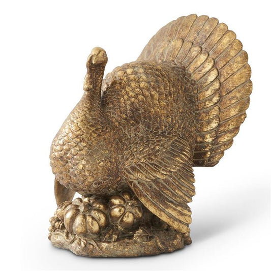 Resin Antique Gold Turkey 17"