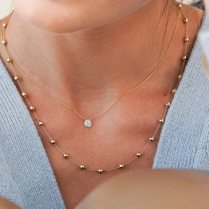 Lauren Joy Mini Disc Necklace, .07tcw, 14KYG, 16"