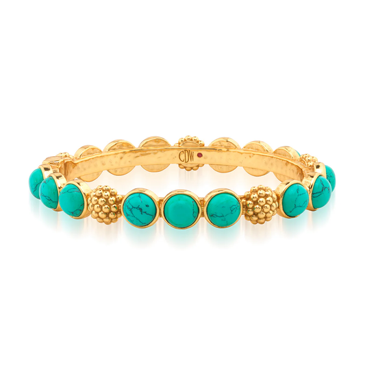 Berry - Gem Hinged Bangle - Turquoise