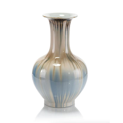 Hues of Earth and Blues Tall-Neck Vase