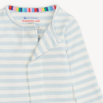 Blue Stripe - Organic Cotton Magnetic Footie -