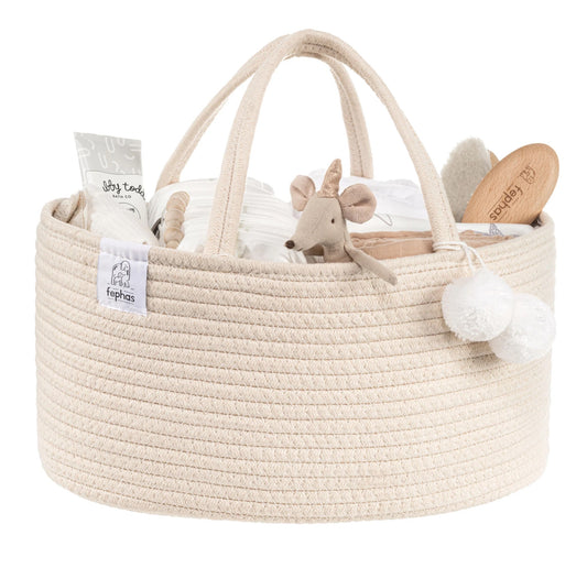 Rope Diaper Caddy - Beige 15"