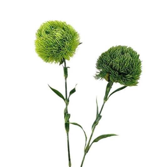 Faux Dianthus Green Ball Fresh Green Stem - Deep Green - 21.5"