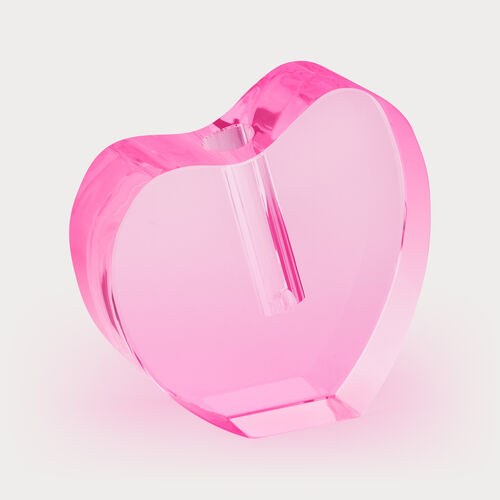 TZD Crystal Glass Heart Vase Pink - Large
