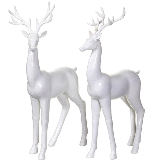 Single Glittered Reindeer - White 17"