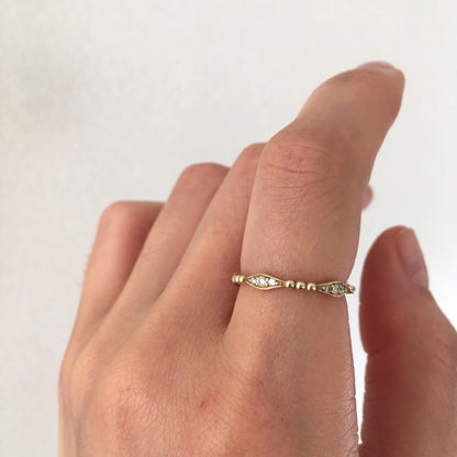 JKD R - Diamond Deco Beaded Band; 14kt YG; 7