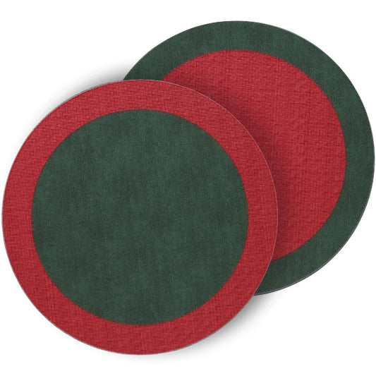 BDL Halo Reversible Round Placemat 15" - Red & Green