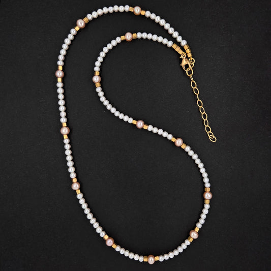 White and Pink Freshwater Pearl Necklace