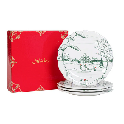 JLK Country Estate - Winter Frolic - Evergreen - Party Plate 8.5" Set/4