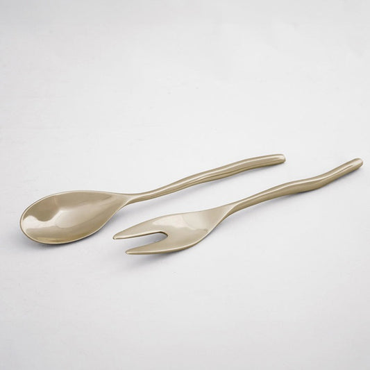 Maia - Large Salad Servers - Gold