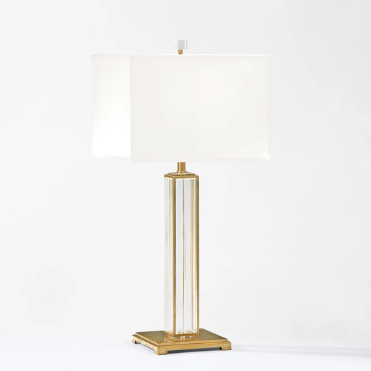 Novo Crystal & Antique Brass Lamp with White Shade - 30"H