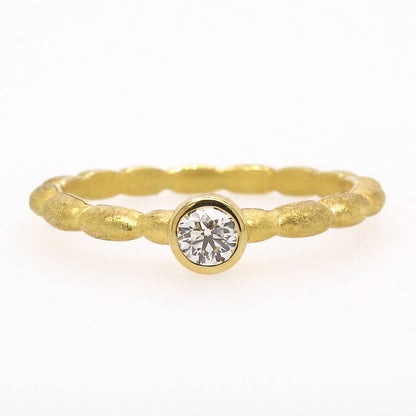 Pillow Stack Ring with Round Diamond