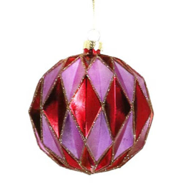Midcentury Diamond Baubles Ornament - Purple/Pink