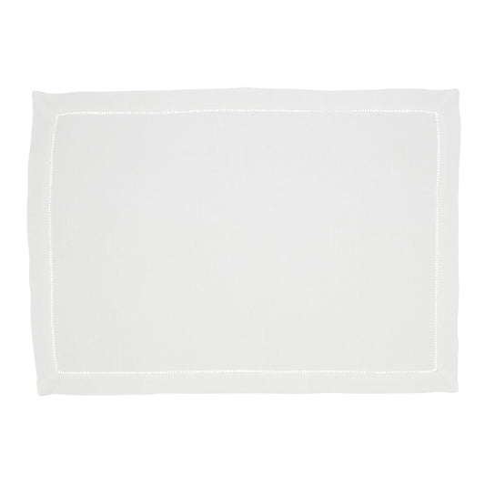 Classic Linen Hemstitch Placemat 14x20 - White