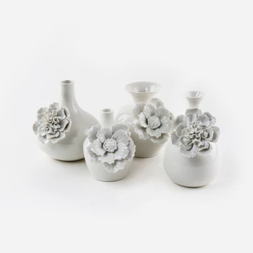 Single Assorted Large Flower Vase - White 6" - 8"