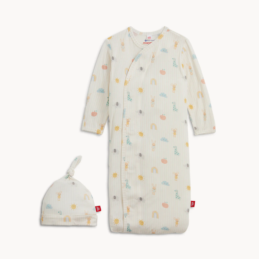 Lullaby Sky - Newborn Gown & Hat Set - Pink