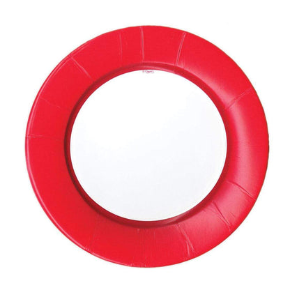 Linen Border Paper Dinner Plates - Red 8pk